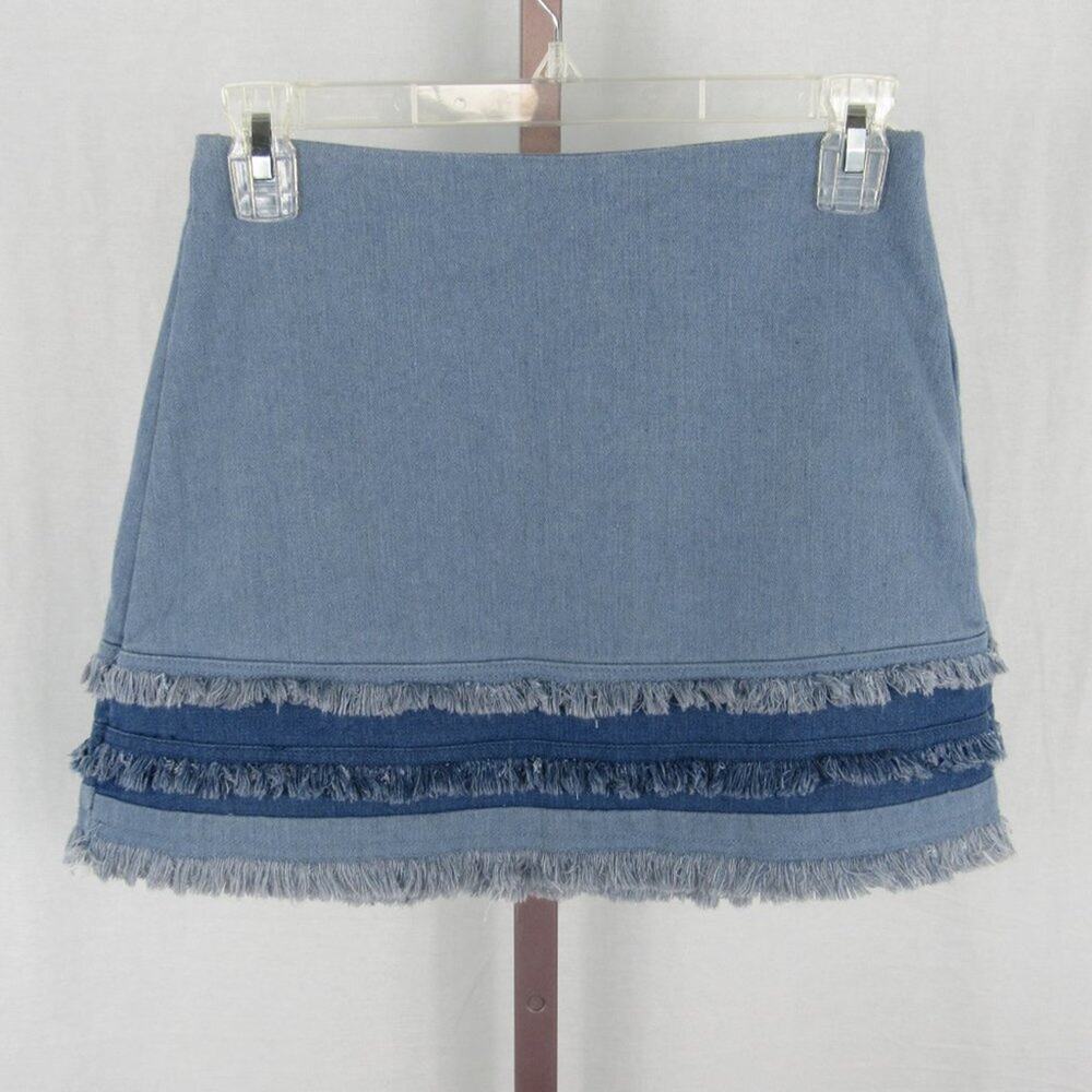 Lulu’s XS Denim Ruffled Mini Skirt Y2K Layered Denim 90s Blue Indigo Mini
